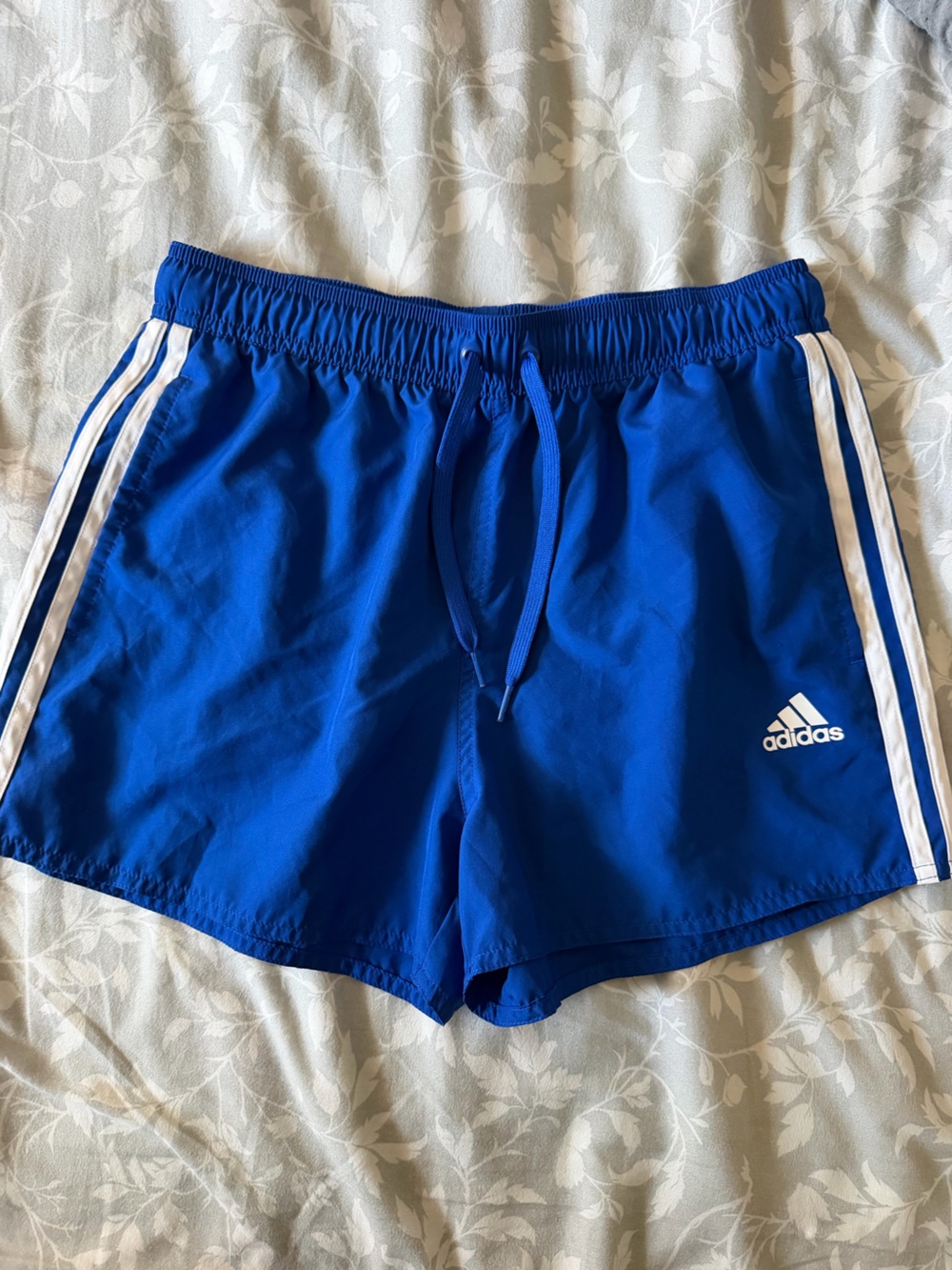 adidas Blue Athletic Shorts with White Stripes